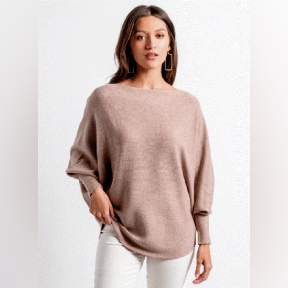 Kerisma Women’s Reddish Brown Crew Neck Off the Shoulder Sweater Russet Brown SM